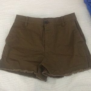 Madewell High Waisted Army Green Shorts Sz 27 EUC